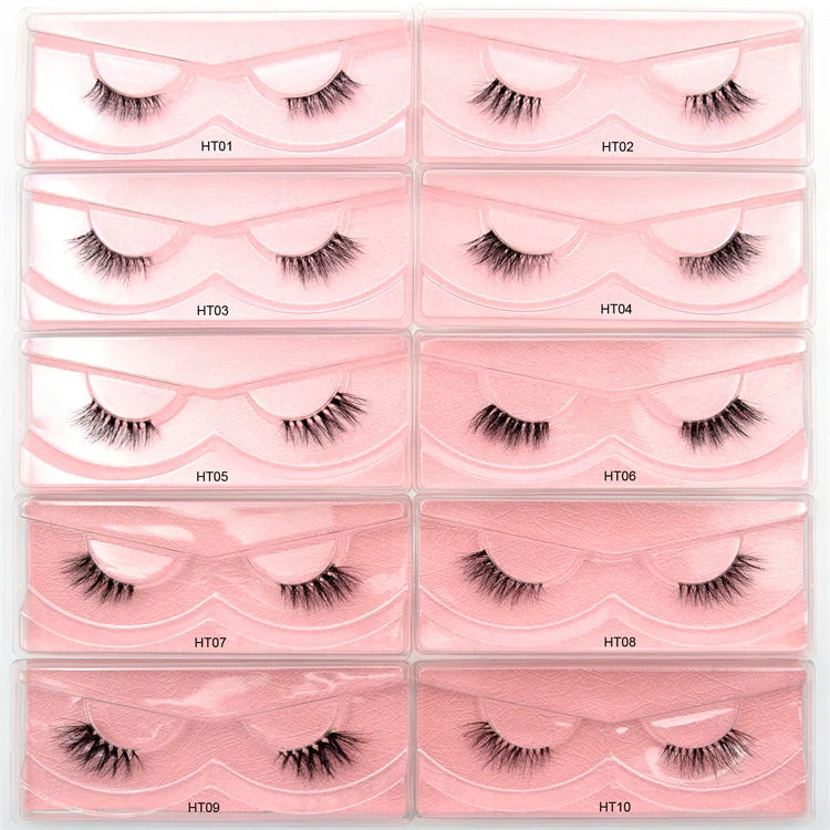 2026 Cat Eye Corner Lashes 3D Mink Eyelashes Real Mink Fur Half Lashes Handmade Full Strip Cruelty Free Reusable False Eyelashes