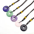 Natural Gemstone Crystals Donut Necklace Genuine Stone Gogos Pendants NECKLACES for Jewelry 3CM