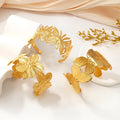 Wholesale Bulk 18K Gold Plated Waterproof Stainless Steel Women's Fashion Bracelet Statement Flower Butterfly Chunky Cuff Bangle
