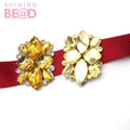 Gold Blue Crystal Rhinestone Applique Welding Flower Patch Sew on Wedding Dress Belt Accessories Rhinestone Applique