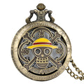 Vintage One Piece Metal Pendant Necklace Luffy Pirate Skull Reloj Pocket Watch with Chain Anime Gift MegaBDM
