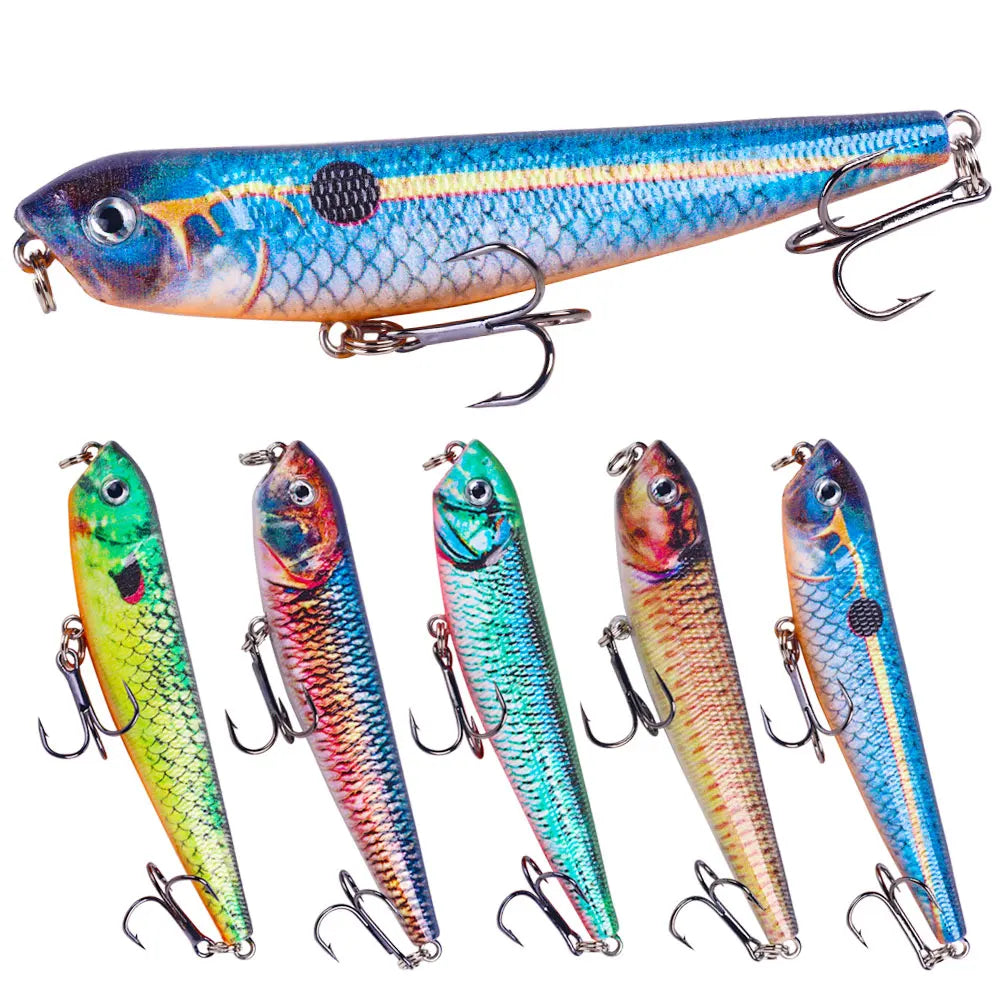 3D Print Laser Fishing Pencil Lures Plastic & Metal 90mm 9.6g 6# Hard Bait Jumping Swim Baits for Stream