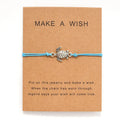 Hot Selling Handmade Woven Wish Card Wax String Bracelet Gifts Adjustable Cute Retro Silver Little Turtle Bracelet for Women