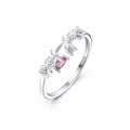 Factory Gold Plated Jewelry Heart Ring  Pink Cubic Zirconia Pendant Real 925 Sterling Silver Ring Jewelry Gift