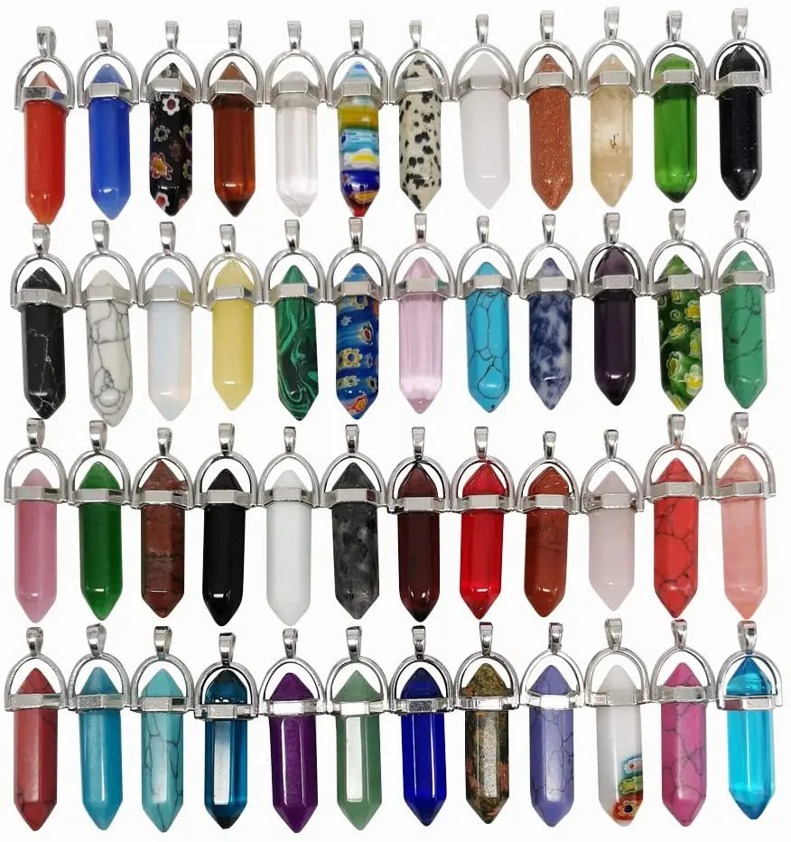 Genuine Quartz Stone Healing Point Reiki Chakra Pendants Crystal Charms Bulk for Jewelry Making