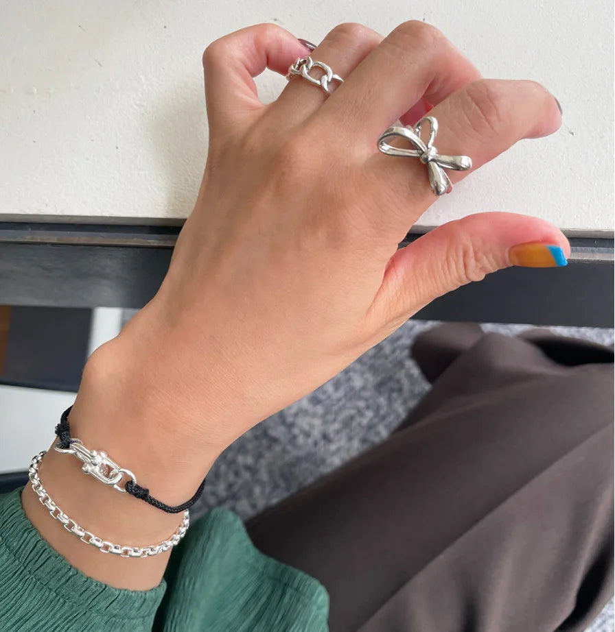 VIANRLA 925 Sterling Silver Fashion Jewelry Rings Bowknot Statement Rings