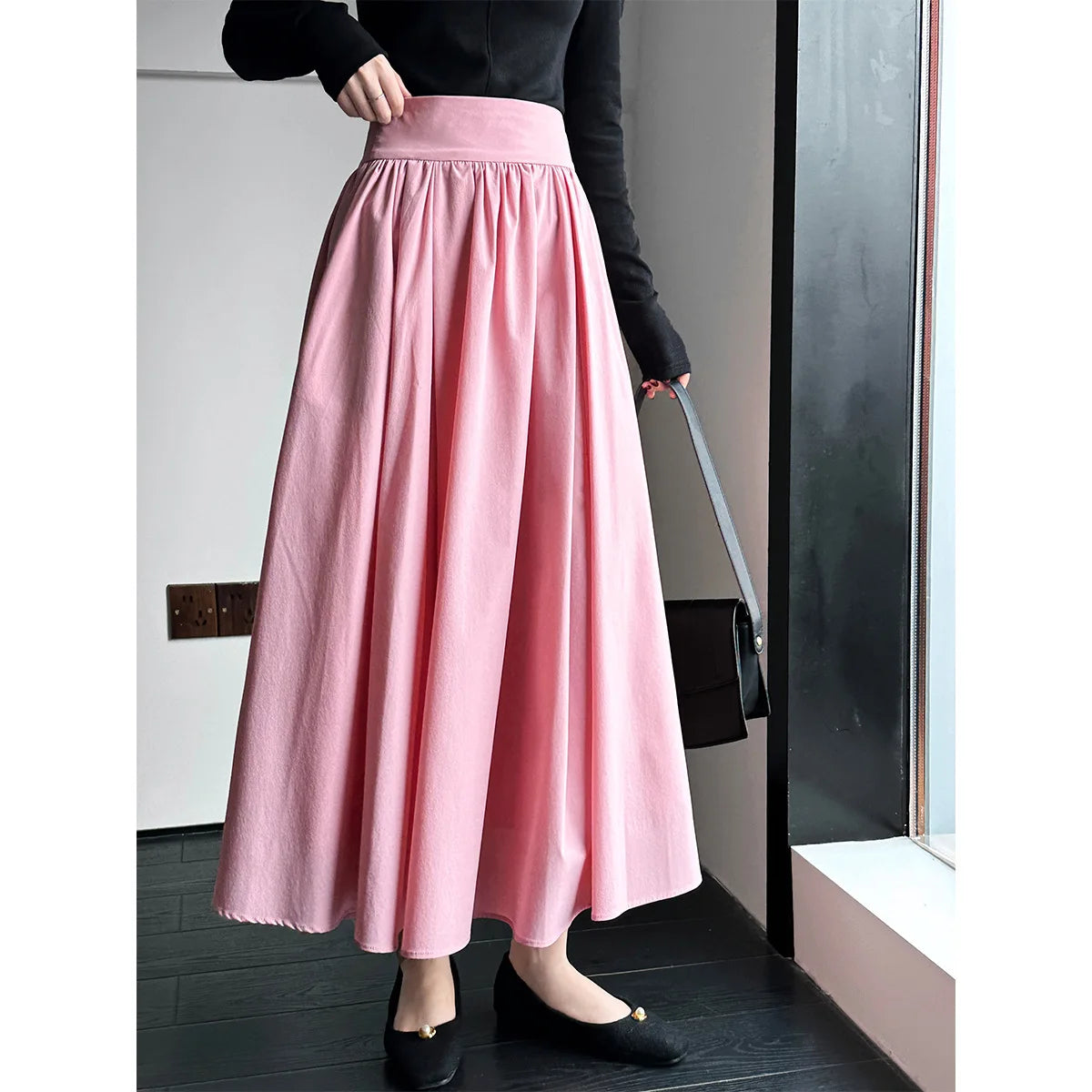 Boutique Wholesale 2026 Spring New French High End Pink Large Swing A-line Pleated Women's Half Skirt