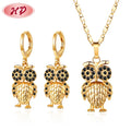 Sell Fast Cute Magical Owl 18k Gold Plated Earrings Women Set Jewelry Wholesale Jewelry Sets for Woman Luxury