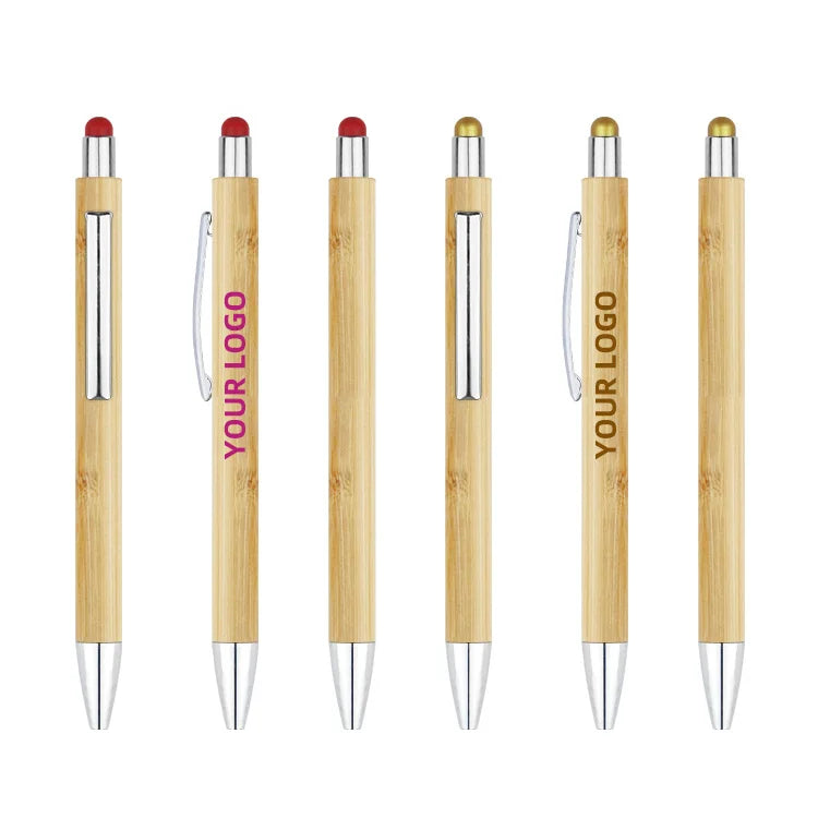 Eco-Friendly Bamboo Ballpoint Pen Customizable Logo 1.0mm Writing Width Metal for Stylus Custom Logo Wood P
