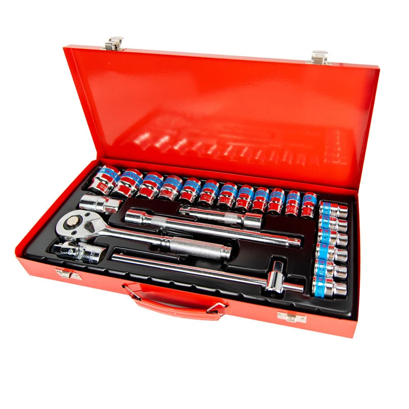 24PCS Socket Wrench Manganese Phosphate Combination Auto Repair Hardware Tool Set