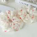 Handmade XXL Scrunchie in Hearts and Colorful Dot Pattern Pleated Fabric Design Personalised With Size Customization