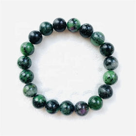 Wholesale Natural 10cmm Round Shape Beads Bracelet Ruby Zoisite Gemstone Bead Bracelet