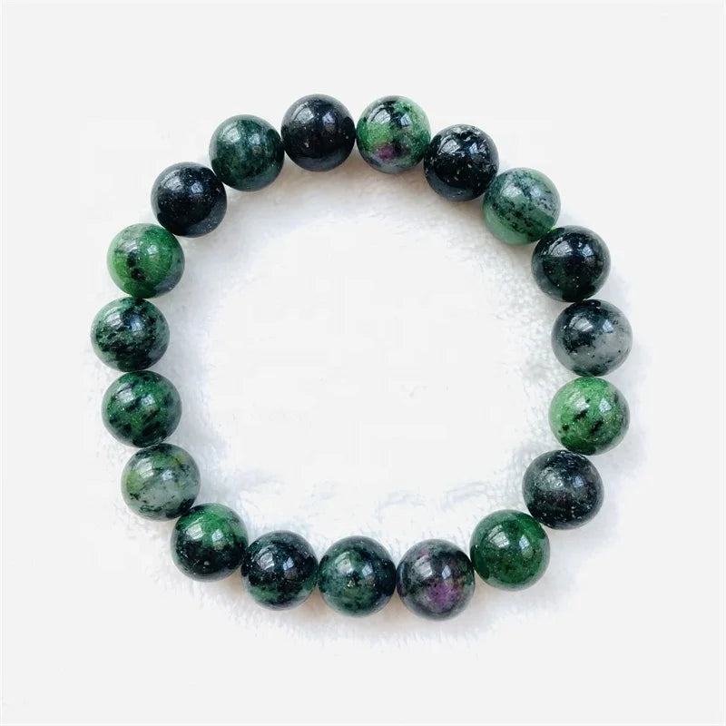 Wholesale Natural 10cmm Round Shape Beads Bracelet Ruby Zoisite Gemstone Bead Bracelet
