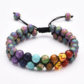 Natural Druzy Agate 7 Chakra Beads Bracelet Handmade Braided Double Layer Adjustable Energy Bracelet