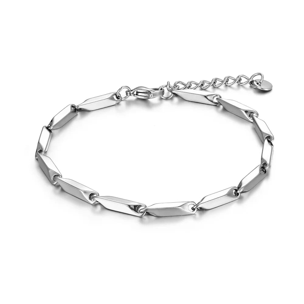 Trend Ins Couple Jewelry Stainless Steel Bracelet Wrist Accessories Melon Seed Chain with Lobster Clasp for Men Gift