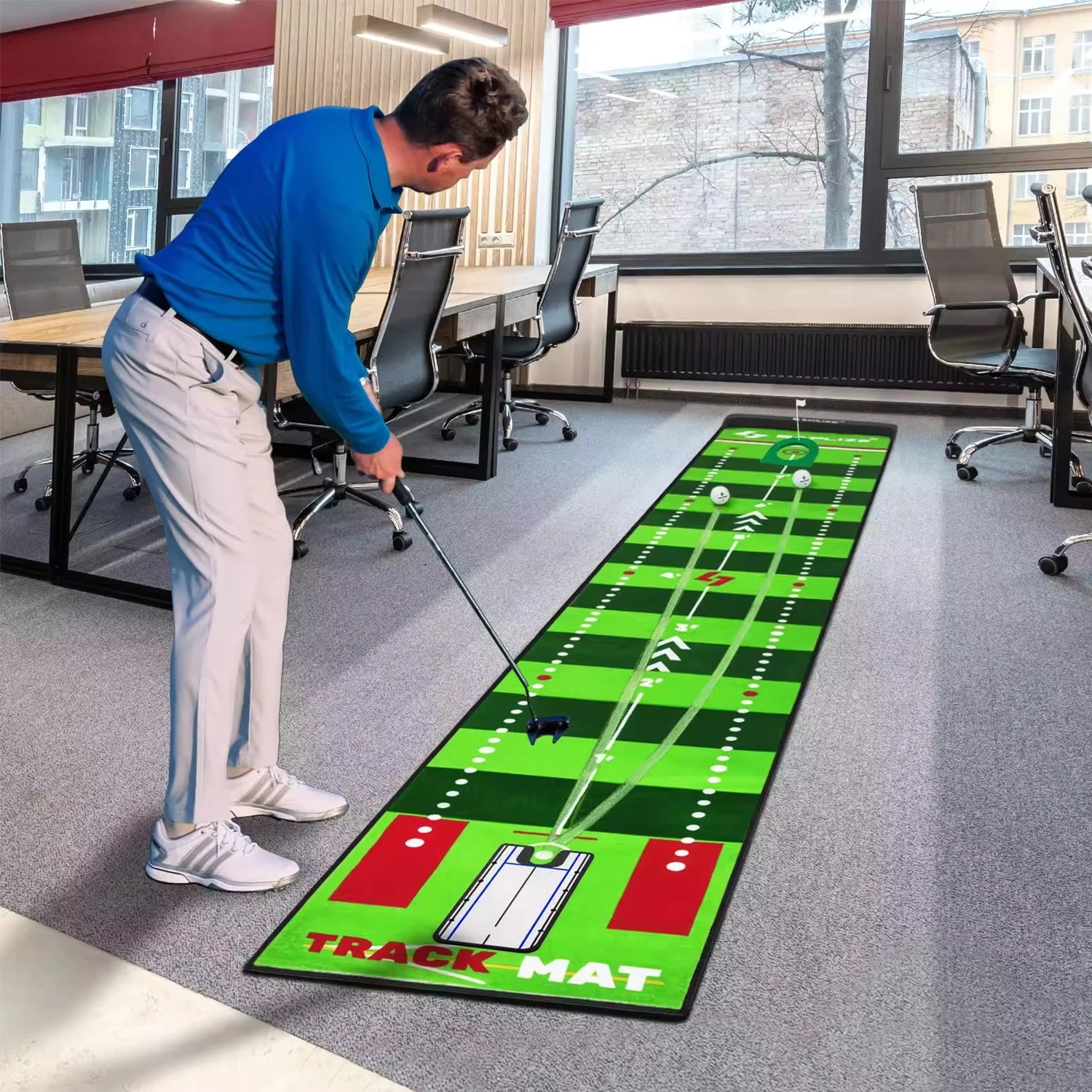 Golf Putting Mat Indoor Mini Golf Practice Training Aid Golf Putting Green Mat Putting Green Mat for Indoors and Outdoors