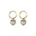 Elegant Jewelry Gold Plated Heart White Mother of Pearl S925 Charm Earring