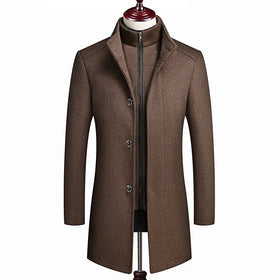 M-4XL Men's Woolen Streetwear Coat Medium Length Wool Jacket Double Necked Detachable Vest Inner Liner Coat