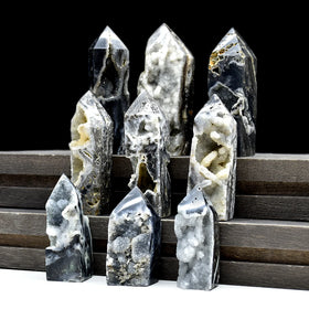 Natural Crystal Black Sphalerite Tower Healing Meditation Reiki Chakra Crystal Gift Black Sphalerite Point