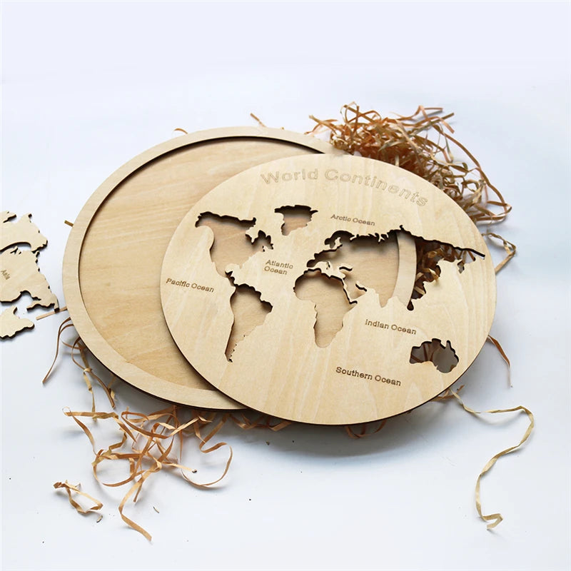 Wooden Puzzle Montessori Developing Toys Wood DIY Map