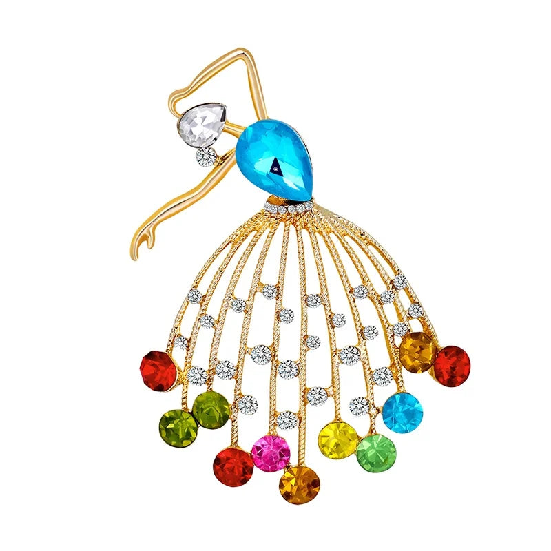 Dancing Girl Ballet Brooch Retro Elegant Temperament Colorful Diamond Brooch Wholesale