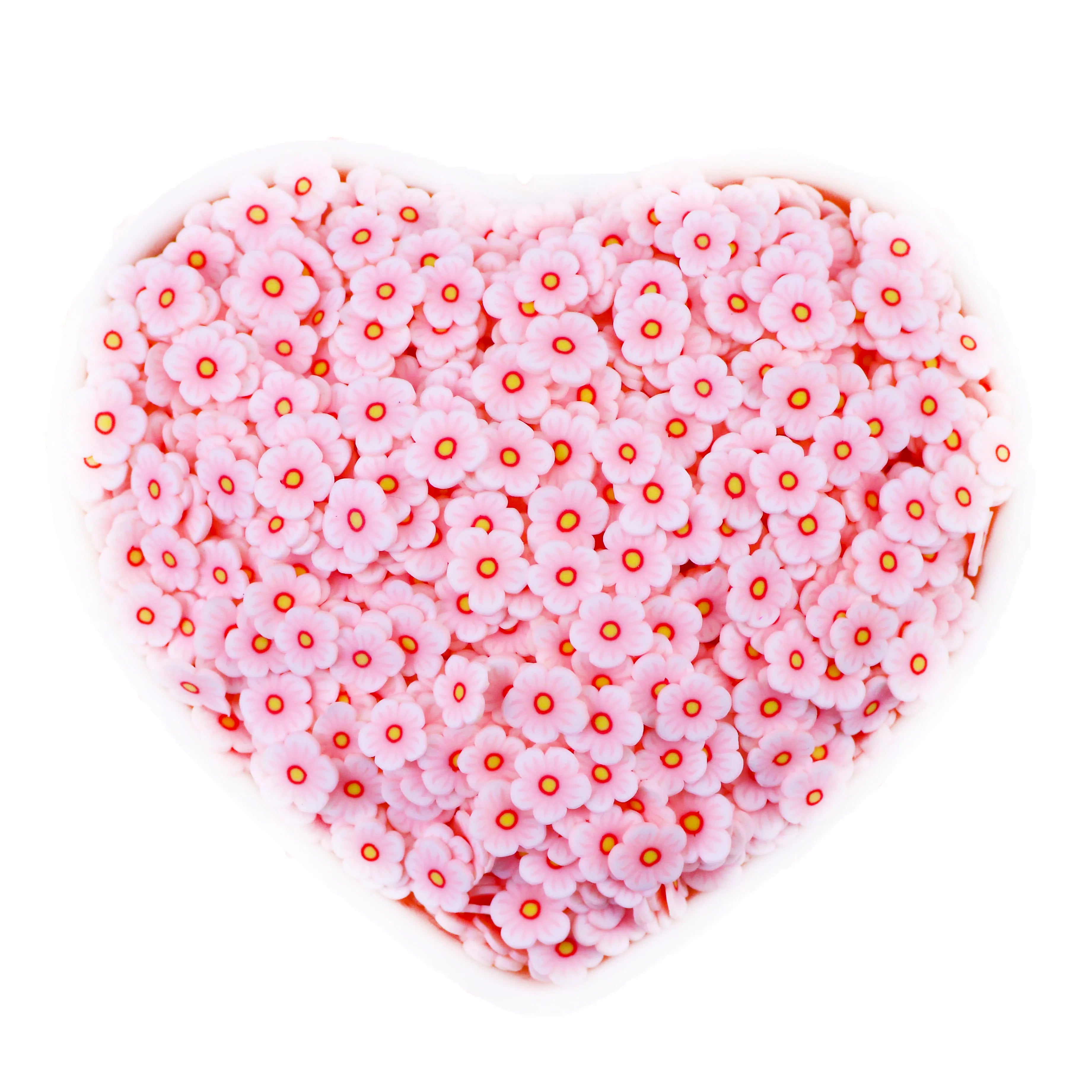 1KG Hengxin 5MM Pink Flower Polymer Clay Flowers Sprinkles Slices for Slime Filler DIY Craft Art Decoration Nail Children Toys