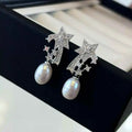 New Comet Pearl Earrings Silver Plated Ear Pins with AAAA Grade Natural Freshwater Rice Shape Drop Pearls Trendy Women's Jewelry