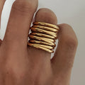 Minimalist Simple Statement Fashion Jewelry Waterproof Anti-tarnish Spring Multilayered Rings Stainless Steel Rings for Women