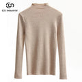 Wholesale Custom Logo Long Sleeve Turtleneck Knitwear for Women Basic Winter Pullover Top Elegant Girl's Sweater