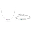 Qingxin Women Luxury 925 Sterling Silver Necklaces Bracelet Fine Cubic Zirconia Jewelry Set for Woman Mom Gift Party