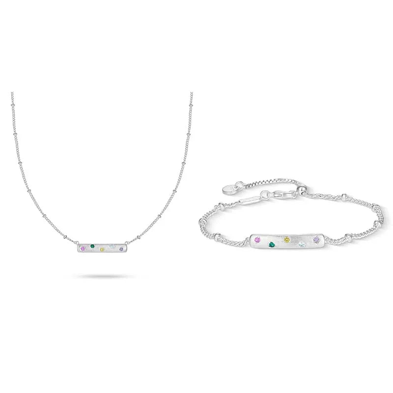 Qingxin Women Luxury 925 Sterling Silver Necklaces Bracelet Fine Cubic Zirconia Jewelry Set for Woman Mom Gift Party