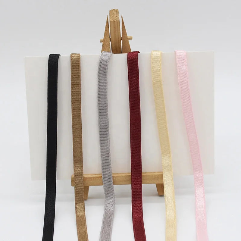 Wholesale 8mm Spandex/Nylon Solid Color Elastic Twill Jacquard Bra Strap Webbing for Custom Designs in Home Textiles Bags Shoes