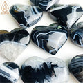 Natural Crystal Heart Black Onyx Healing Stones with Druzy for Gift