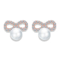 Dianity Earrings 925 Sterling Silver Pearl Stud Bow Earing