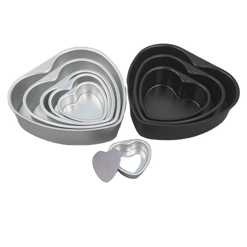 Hot Selling 3/4/5/6/8/10" Heart Shaped Anodized/Nonstick Coated Aluminum Cake Pans Cake Baking Mold With Fixed/Removable Bottom