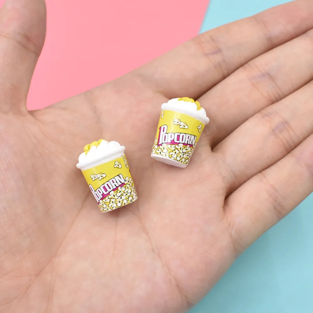 Simulation 3D Miniature Popcorn Bucket Fake Food Play Scrapbooking Hair Accessories Crafts DIY Doll Decor