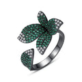 LUOTEEMI Elegant  Fashion Flower Resizeable Rings for Women Tiny Cubic Zirconia Women Engagement Ring
