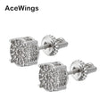 E010  Jewelry CZ Earrings Men Brass Setting Zircon Stud Earrings Hip Hop Bling Blilng Iced Out