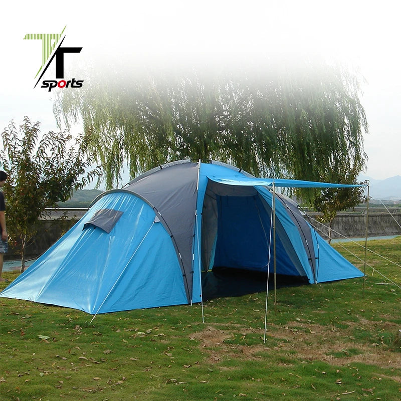 Large Luxury Double Layer 3 Rooms 1 Living Room 6-10 Persons Family Camping Outdoor Waterproof Tent