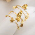 Stainless Steel 14 K Shell Sea Star Turtle Dolphin Crab Pendant Bracelet for Women New Waterproof Wrist Chain Jewelry Gift