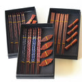 Gife Box Packaging Wooden Chopsticks Set 4 Pairs Chopsticks Japanese Gift Set with Chopsticks Rack Wedding Gift