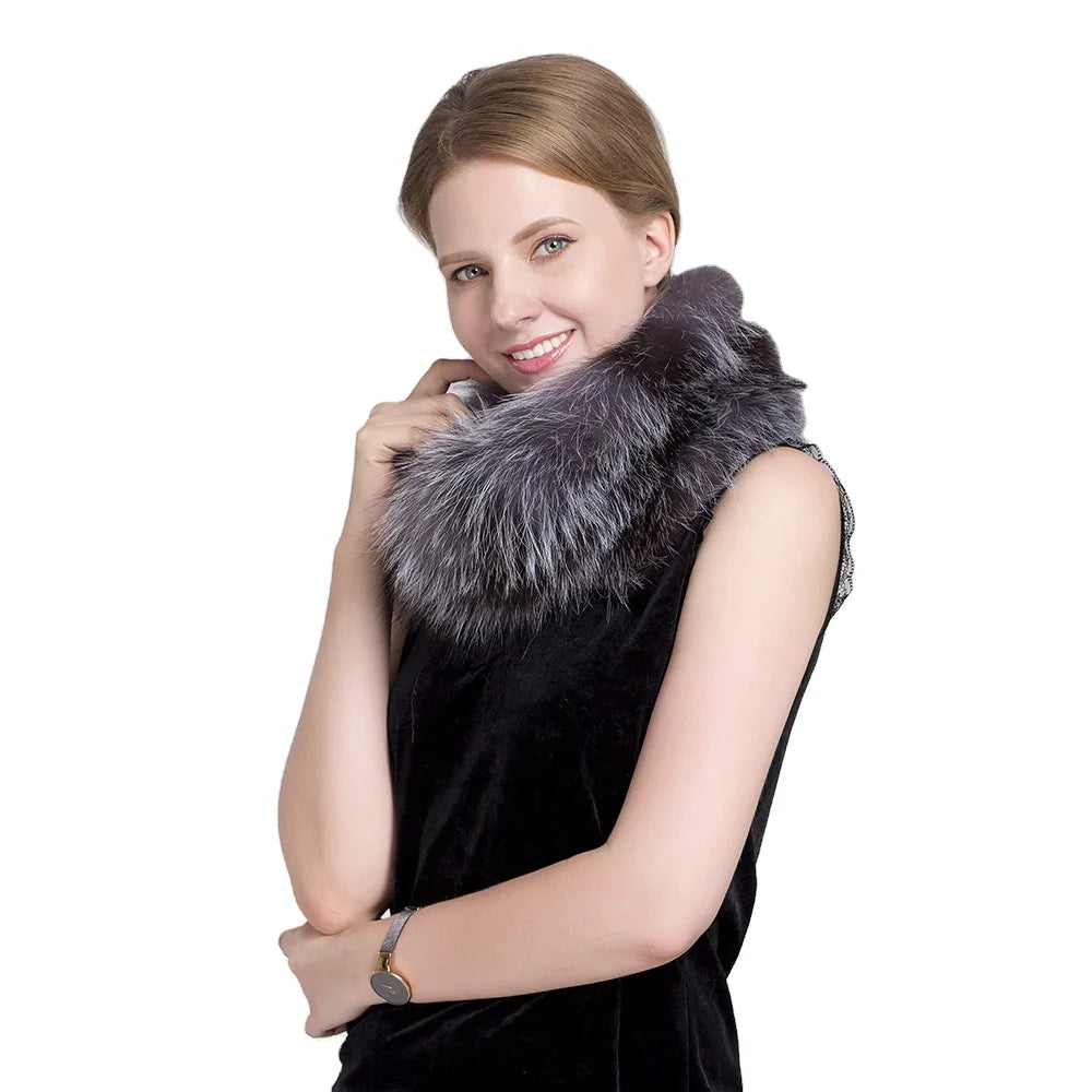 MWFur Winter Women Fur Scarves Multi Colors Collar for Girls Fluffy Fur Collar Scarf Fox Scarves Fox Hair Collar