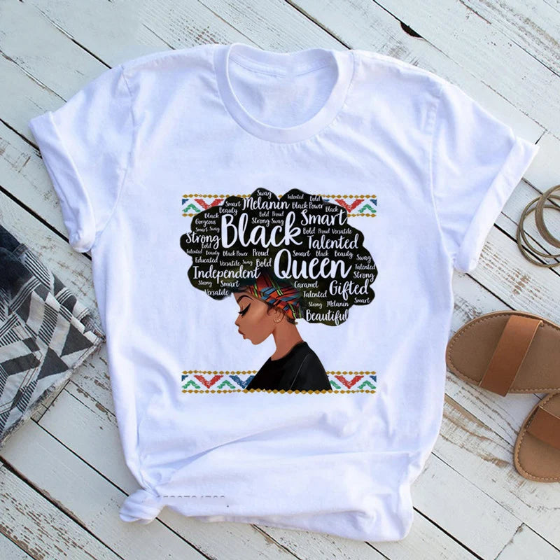 Custom LOGO White I'm a GoddessBeautiful African Lady Women T-shirt Girl Sisters Black Lives Matter Funny 90S Print Tops Tee