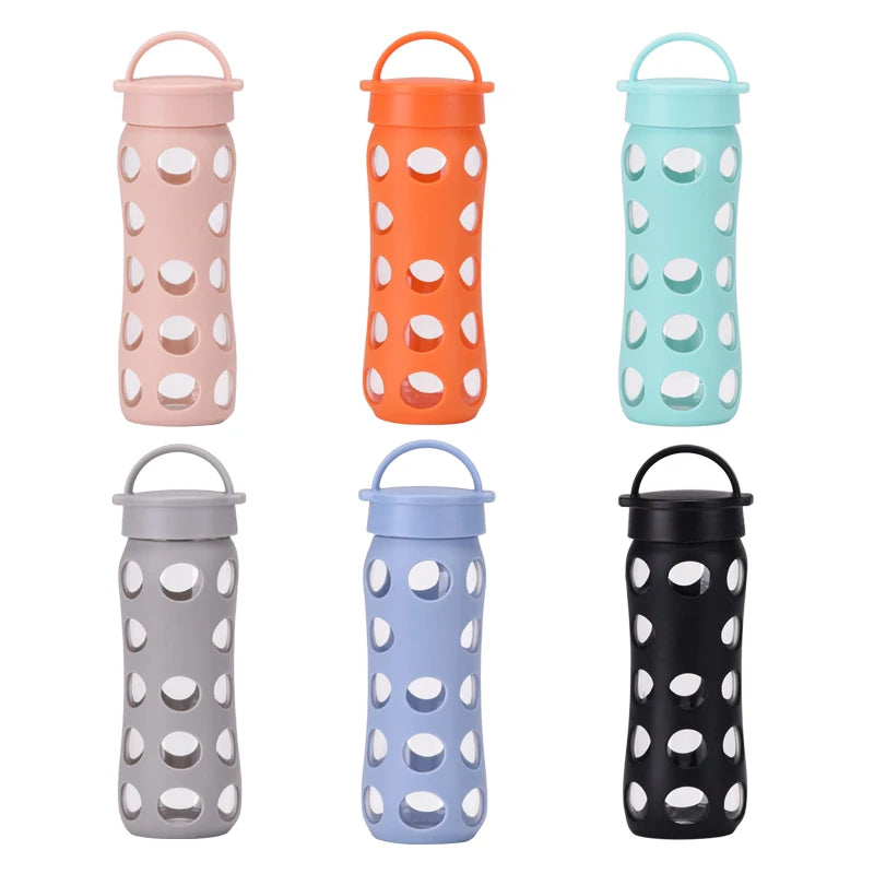 Unisex Large Capacity 500ml Borosilicate Glass Mug Silicone Sleeve Heat Insulated Portable Student Carry Handle New Drink Cup