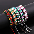 New Color Mix Natural Stone Tiger Eye Howlite Double Layer Braided Custom Logo Macrame Bracelet