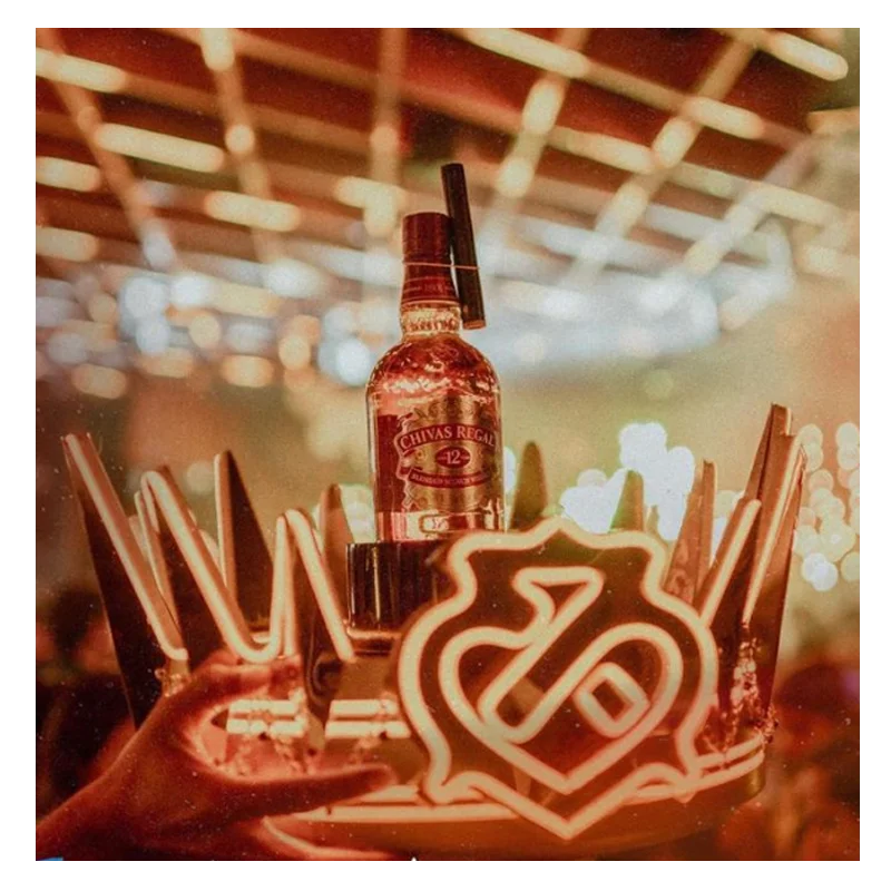 Customized Logo Rechargeable Controlled Logo and Round LED Bottle Presenter Carrier Glorifier Display for Night Club