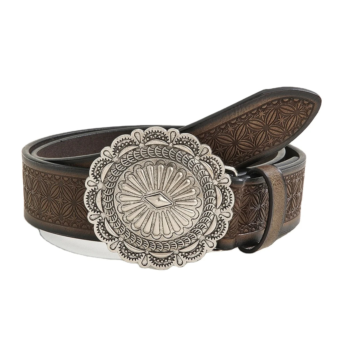 2025 Fashion Men Belts Cowboy Western Buckle Vintage Design PU Leather Belt for Men
