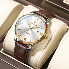 POEDAGAR Men's Watches Top Brand Wristwatch Leather Quartz Watch Sports Waterproof Male Clock Business Watch 826