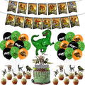 Dinosaur Jurassic Park Theme Balloon Decoration Set Happy Birthday Banner Cupcake Topper Party Supplies for Kid Birthday Favor