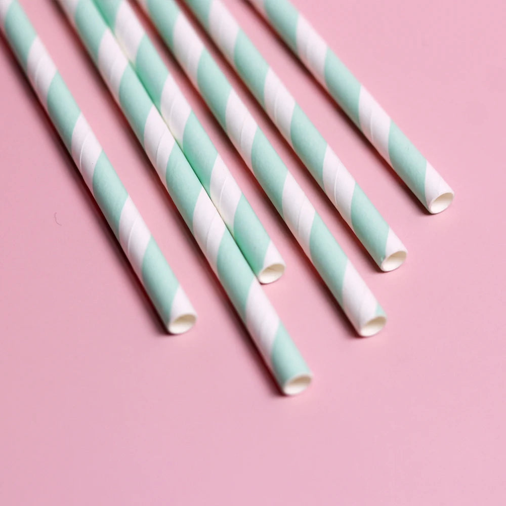 Biodegradable Disposable Paper Striped Cocktail Drinking Straw Free Samples Party Home Use 6mm 8mm 10mm 12mm Decorations